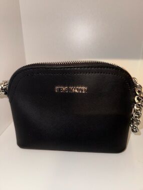 Steve Madden Black Crossbody with Silver Chain Accent